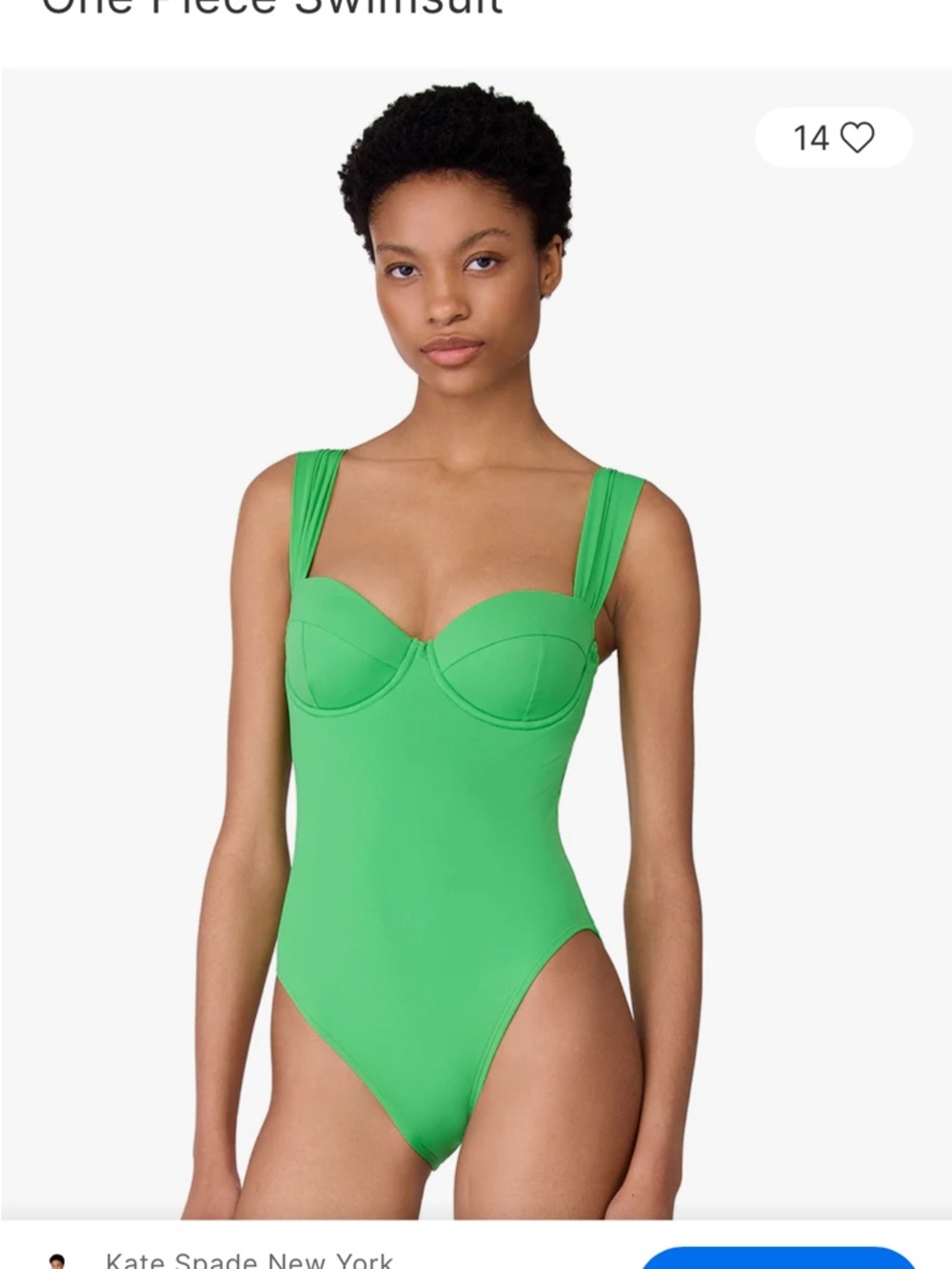kate spade Green Shirred-Strap One-Piece Swimsuit NWT Medium